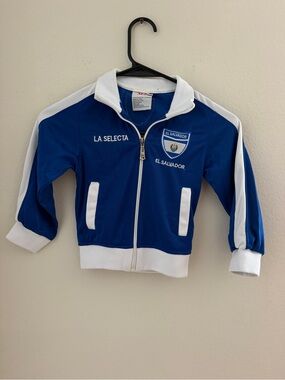 JM Collection Blue & White Kids Zip-Front Track Jacket El Salvador